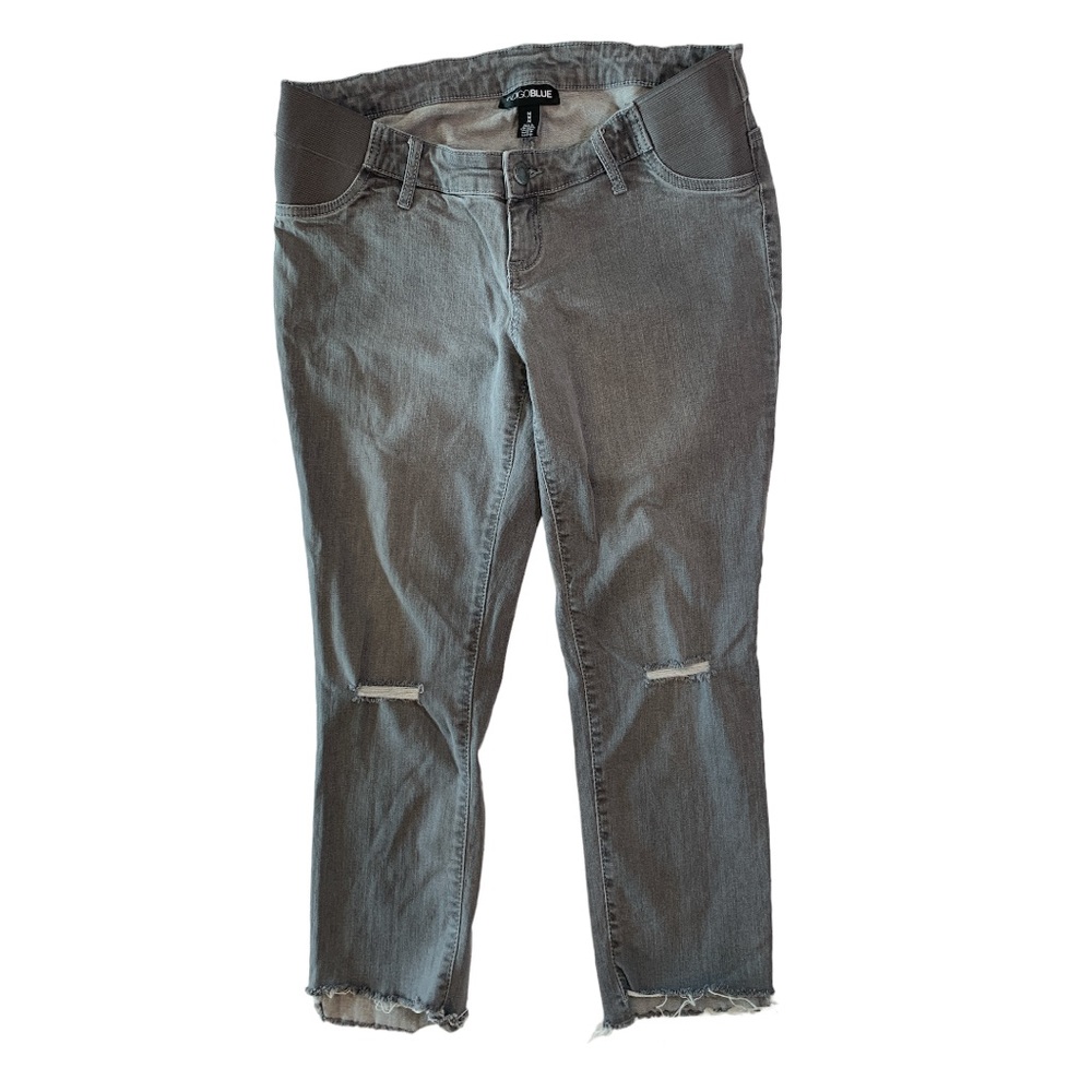INDIGO BLUE Grey ankle cut / distressed maternity jean Sz Medium